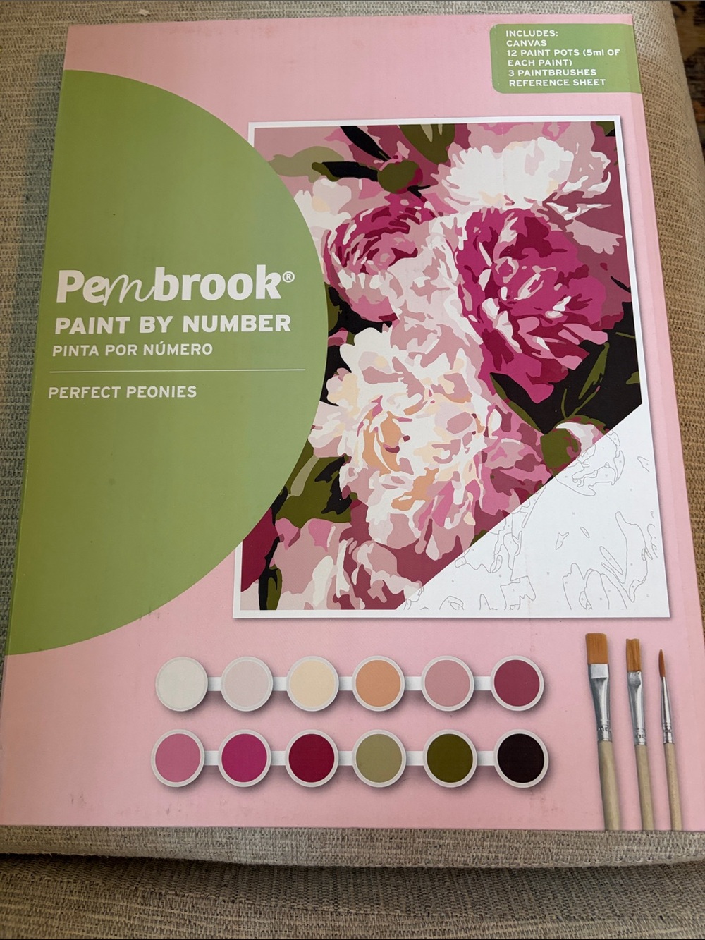 Pembrook Paint by Number - Perfect Peonies (Pink & Green)
